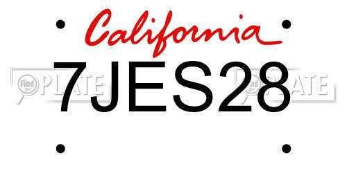 7JES28 California License Plate