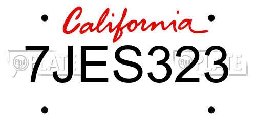 7JES323 California License Plate