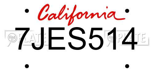 7JES514 California License Plate