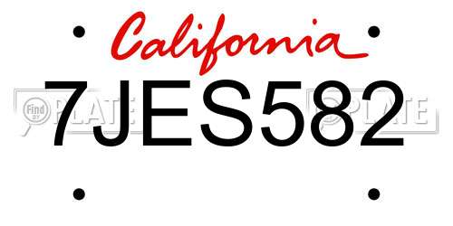 7JES582 California License Plate