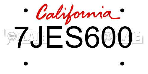 7JES600 California License Plate