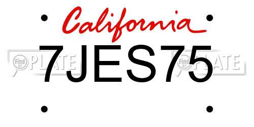 7JES75 California License Plate