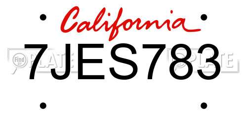 7JES783 California License Plate