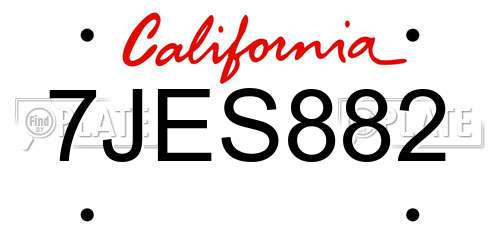 7JES882 California License Plate