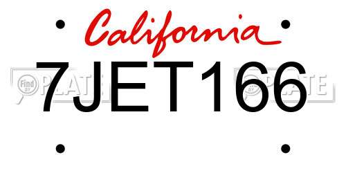 7JET166 California License Plate