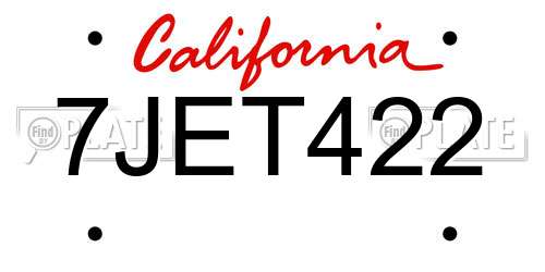 7JET422 California License Plate