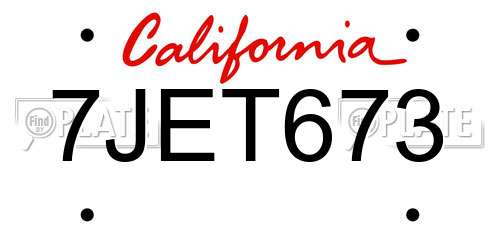 7JET673 California License Plate