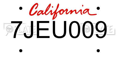 7JEU009 California License Plate