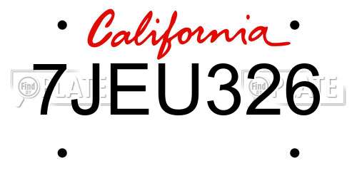 7JEU326 California License Plate