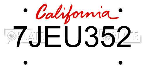 7JEU352 California License Plate