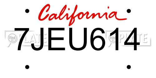 7JEU614 California License Plate