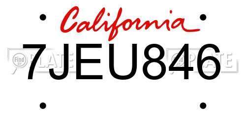 7JEU846 California License Plate