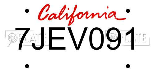 7JEV091 California License Plate