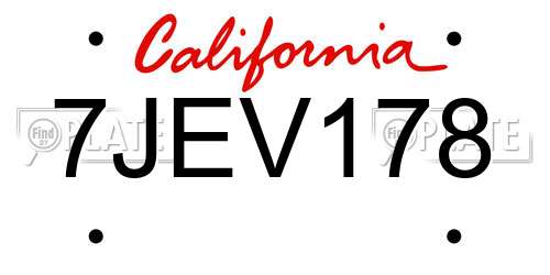 7JEV178 California License Plate