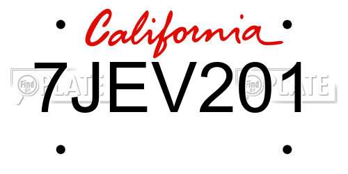 7JEV201 California License Plate