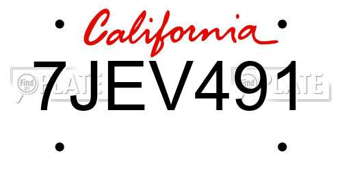 7JEV491 California License Plate
