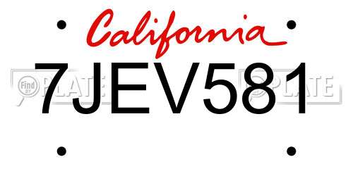 7JEV581 California License Plate