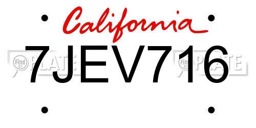 7JEV716 California License Plate