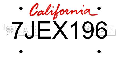 7JEX196 California License Plate