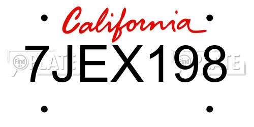 7JEX198 California License Plate