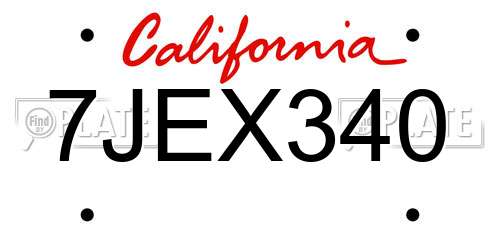 7JEX340 California License Plate