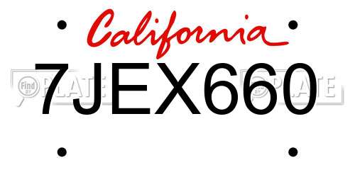 7JEX660 California License Plate
