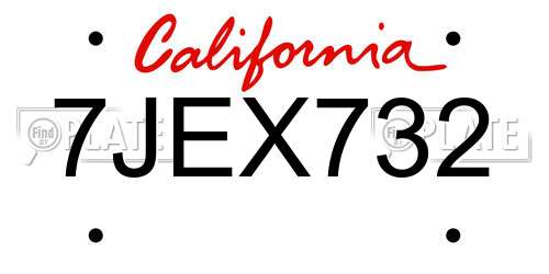7JEX732 California License Plate