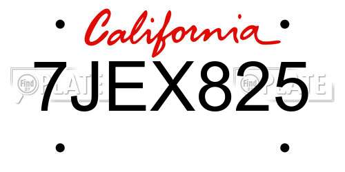 7JEX825 California License Plate