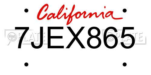 7JEX865 California License Plate