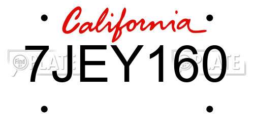 7JEY160 California License Plate