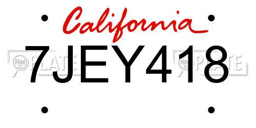 7JEY418 California License Plate