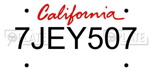 7JEY507 California License Plate