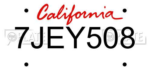 7JEY508 California License Plate