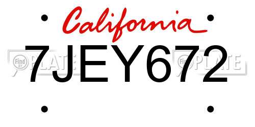 7JEY672 California License Plate