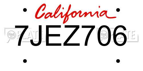 7JEZ706 California License Plate