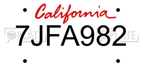 7JFA982 California License Plate