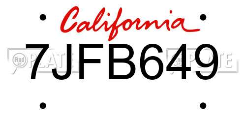 7JFB649 California License Plate