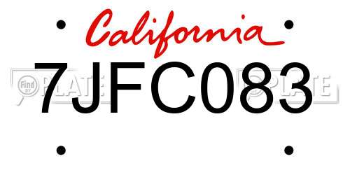 7JFC083 California License Plate