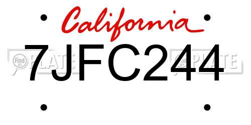 7JFC244 California License Plate