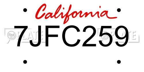 7JFC259 California License Plate