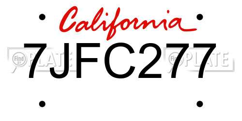 7JFC277 California License Plate