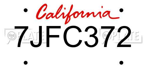 7JFC372 California License Plate
