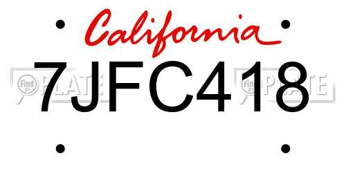 7JFC418 California License Plate