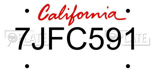 7JFC591 California License Plate