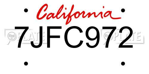 7JFC972 California License Plate