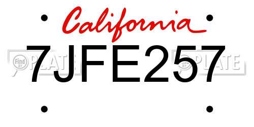 7JFE257 California License Plate