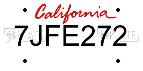 7JFE272 California License Plate
