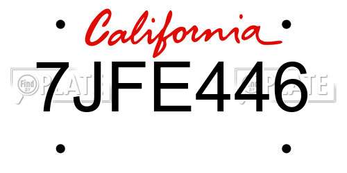 7JFE446 California License Plate