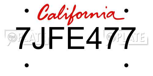7JFE477 California License Plate