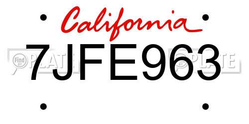 7JFE963 California License Plate